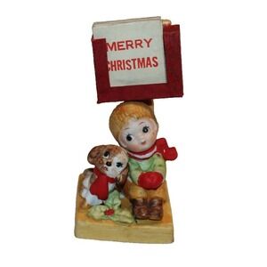 vintage George Good ceramic figurine 12 Days Till Christmas child puppy Japan